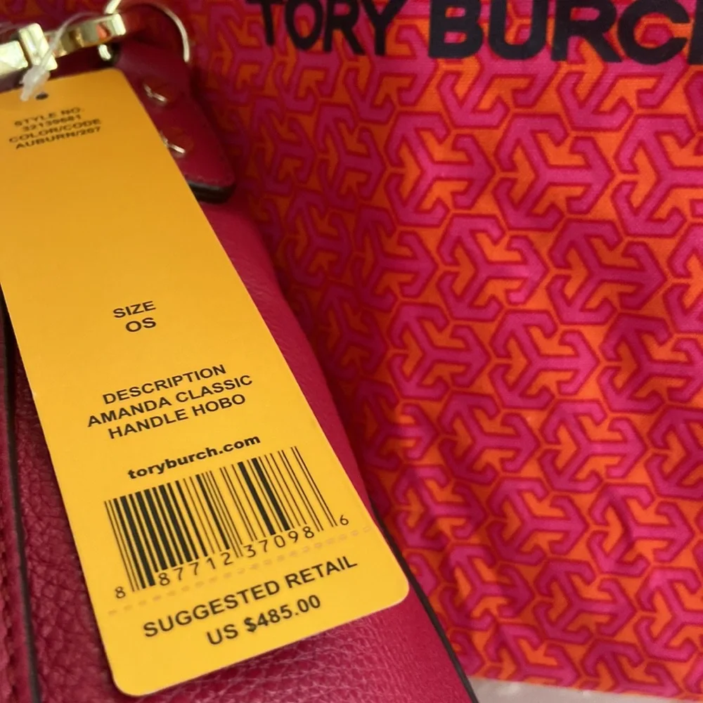 NWT Authentic Tory Burch bag  leather magenta color - Picture 5 of 6